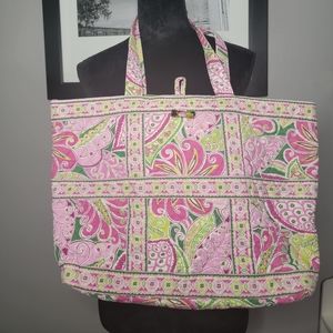 Vera Bradley pink and green tote bag